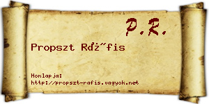 Propszt Ráfis névjegykártya